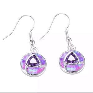 Sterling Silver Amethyst Purple Opal Earrings